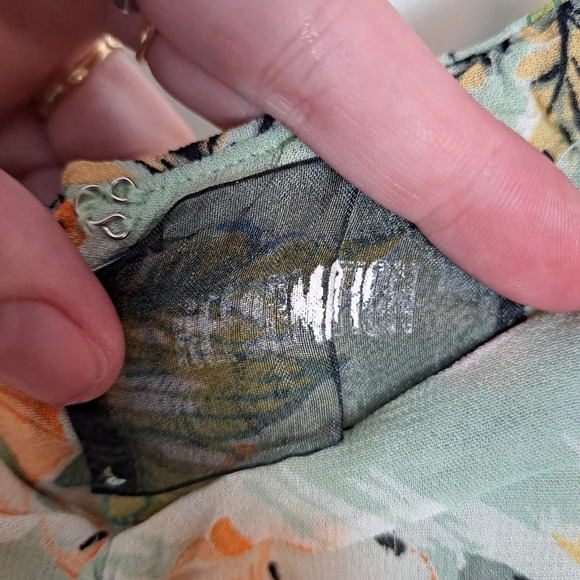 Reformation Green Tropical Floral Chiffon Off The Shoulder Mini Dress Size 2 - Picture 6 of 9